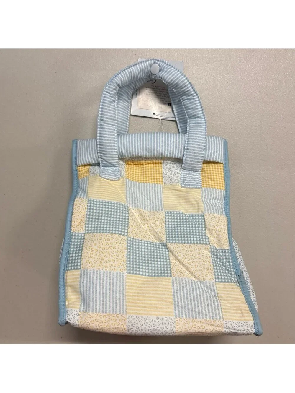 NWT 80s 90s Vintage Carter’s Baby Diaper Bag Light Green Gingham Rabbit Bear